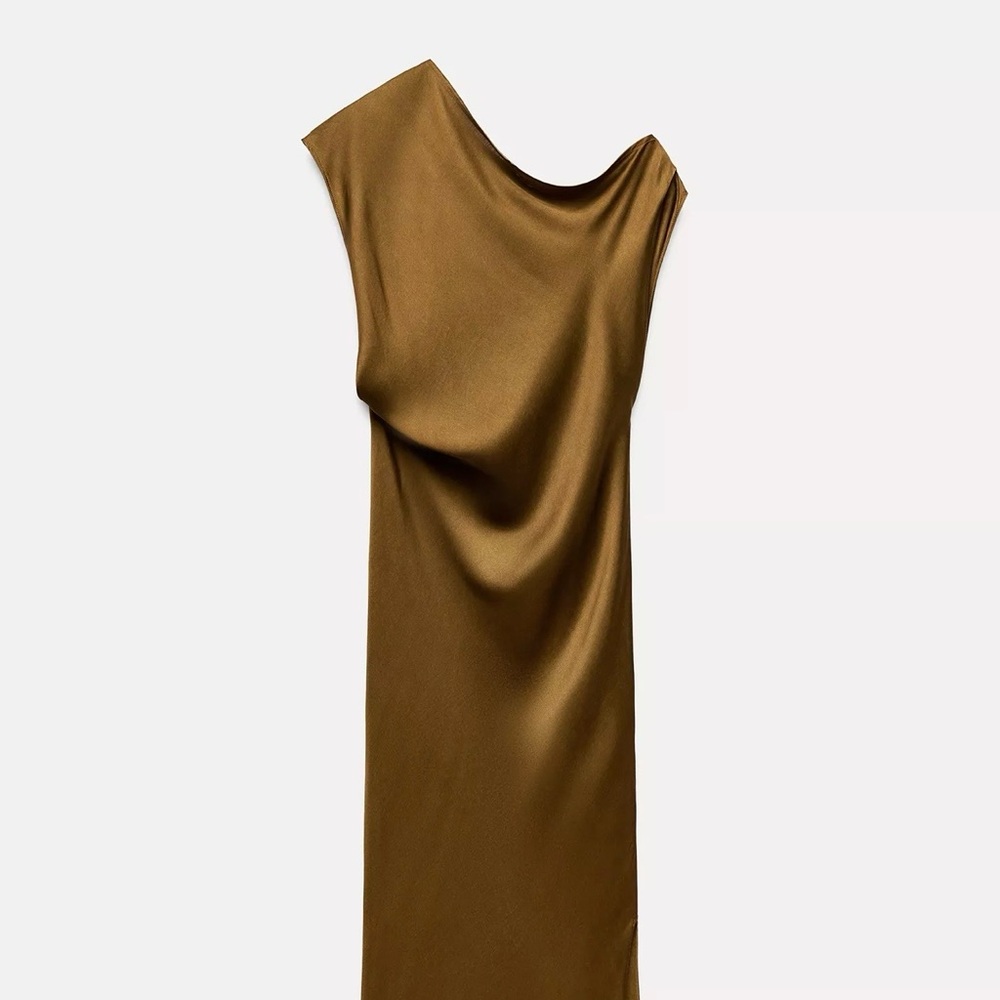Zara One Shoulder Bronze Dress